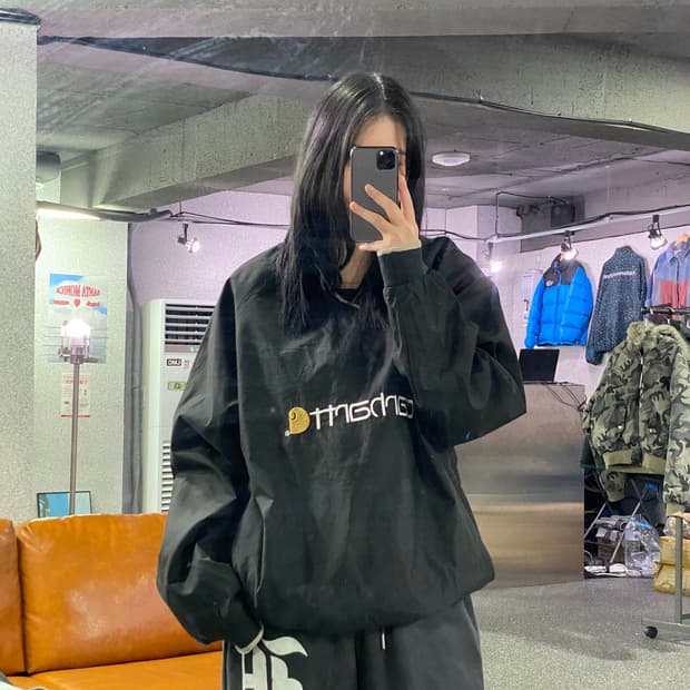 칼하트 올드스쿨 빅로고 블랙 웜업 B3617