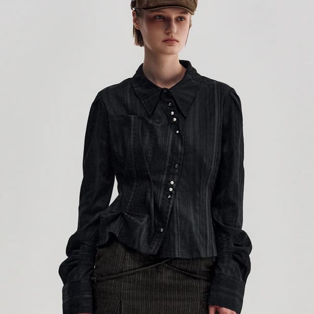 킴지수 셔츠 Long Sleeve Button Up Shirt