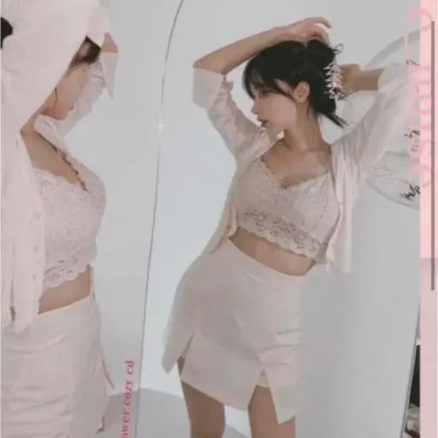 [새상품/S] 라이크뮤즈 트임 미니 스커트 치마(베이지)