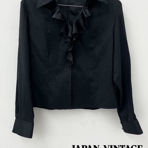 JAPAN VINTAGE striped frill blouse