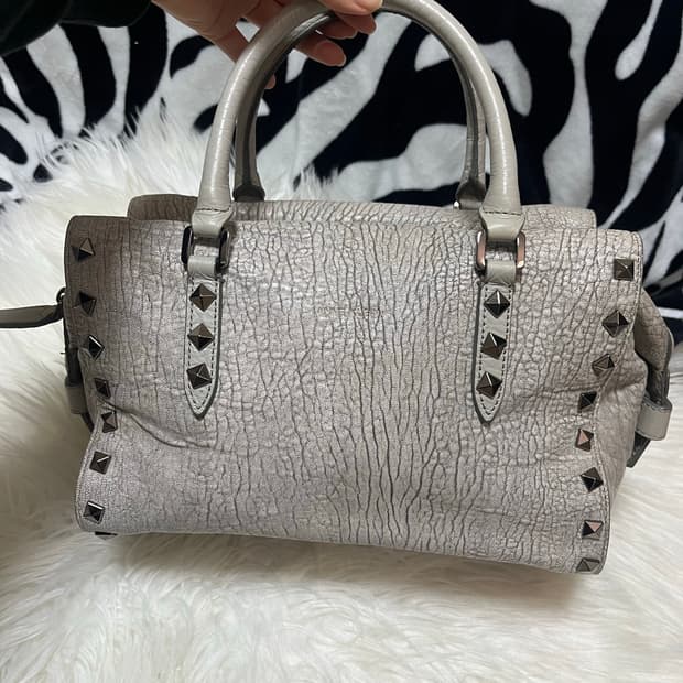 vintage studded grey bag