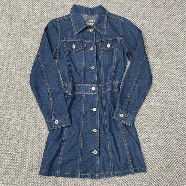 스컬프터 투포켓 데님 원피스 v0095