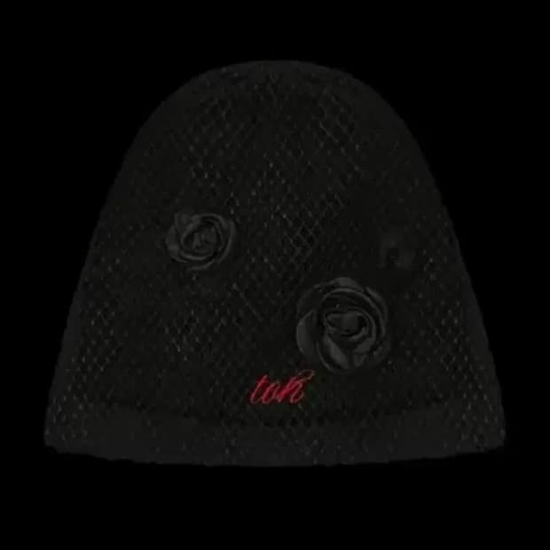 toh 로즈 베일 코사지 비니 블랙 판매