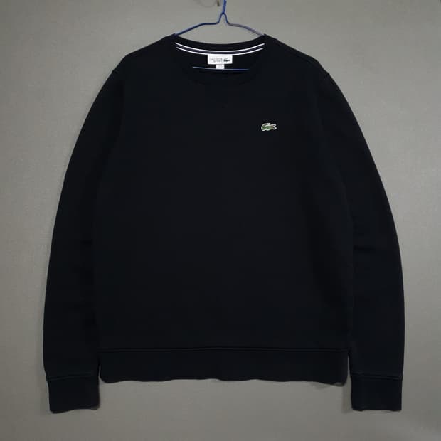 100) 라코스테 스포츠 신형 크록 맨투맨 크루넥 스웻셔츠 블랙