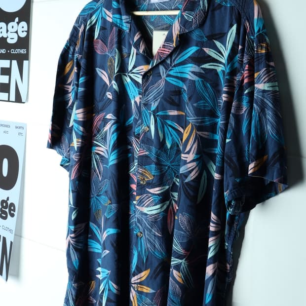 (XL) 올드네이비 반팔셔츠 남방 USA 하와이안 딥네이비-H33097