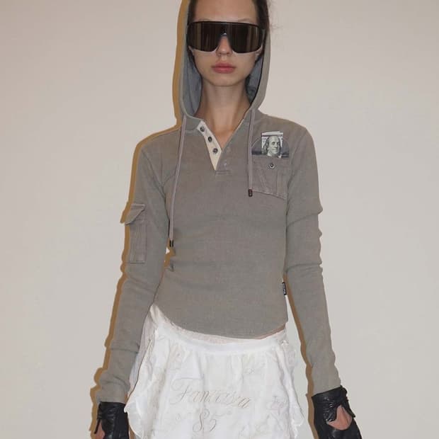 [s 새상품] 스컬프터 워시드 포켓 후드 긴팔 티셔츠