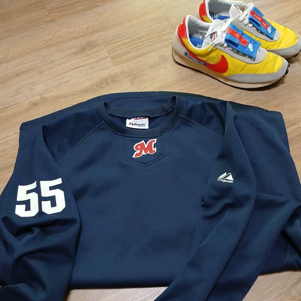 majestic 마제스틱 기모 야구 져지 슬리브 긴팔
