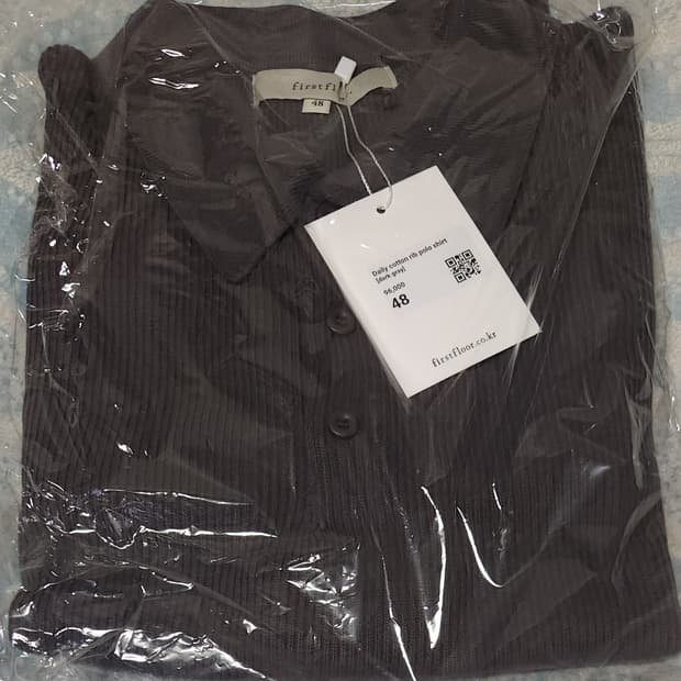 [48 새상품]퍼스트 플로어 코튼 립 폴로 반팔 셔츠 다크 그레이