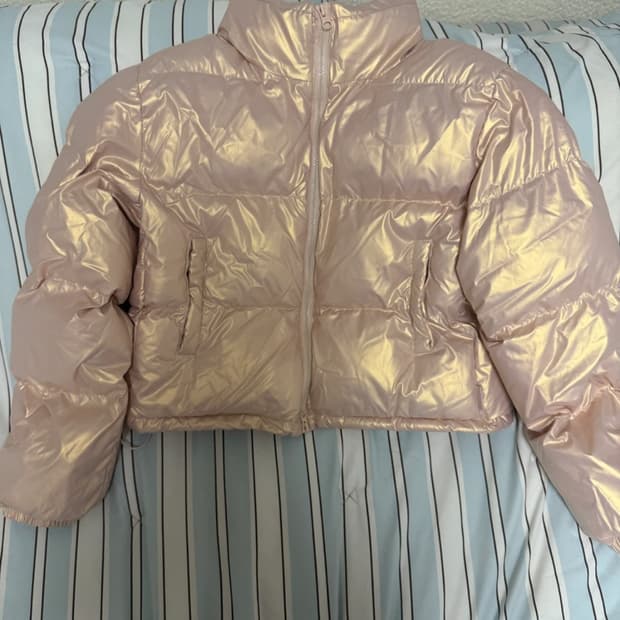 라퍼지 포 우먼 글로시 크롭 푸퍼 패딩 pink