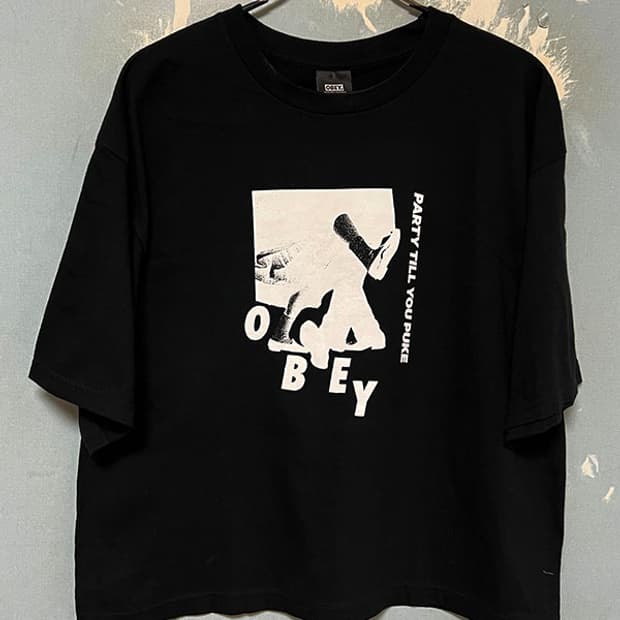 OBEY 오베이 여자 반팔티셔츠 블랙 새상품 크롭 스트릿 L 100 77