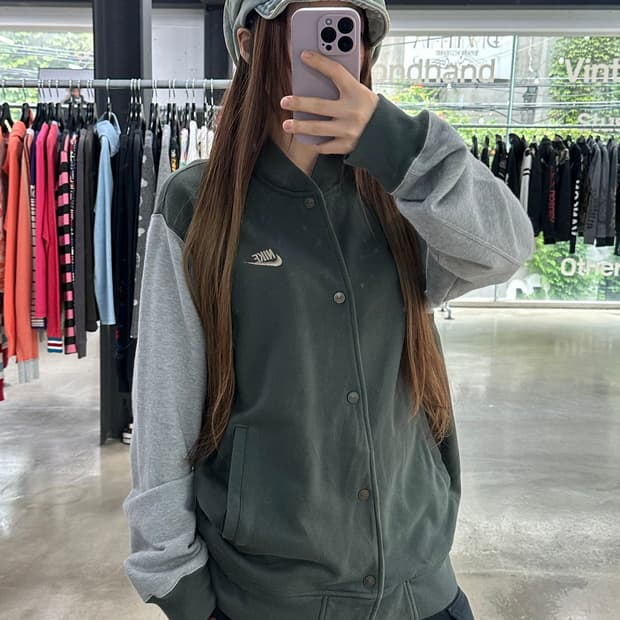 나이키 코튼 빅백로고 바시티 자켓
