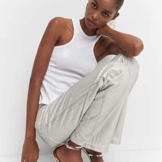 MANGO 망고 시퀸 홀터넥 탑