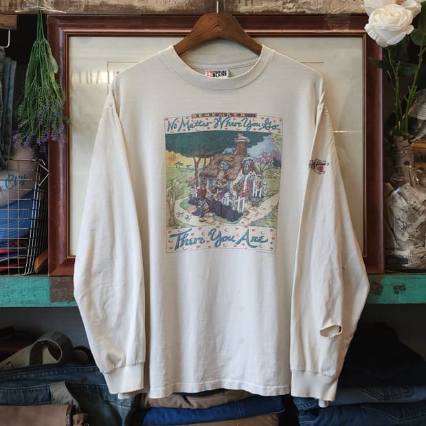 90s 빈티지 롱슬리브 티셔츠 싱글스티치 프린팅 티셔츠 미국 제조 xl