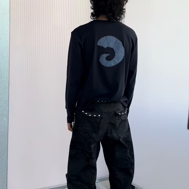 탄산마드네슘 코튼 와이드 스터드 팬츠 (카모차콜)