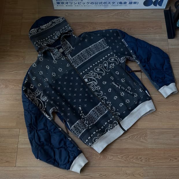 캐피탈 플리스 니트 반다나 비부악 후디드 블루종 네이비 3