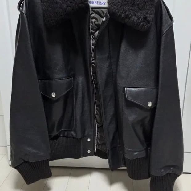 버버리 시어링 리얼 레더 봄버 자켓