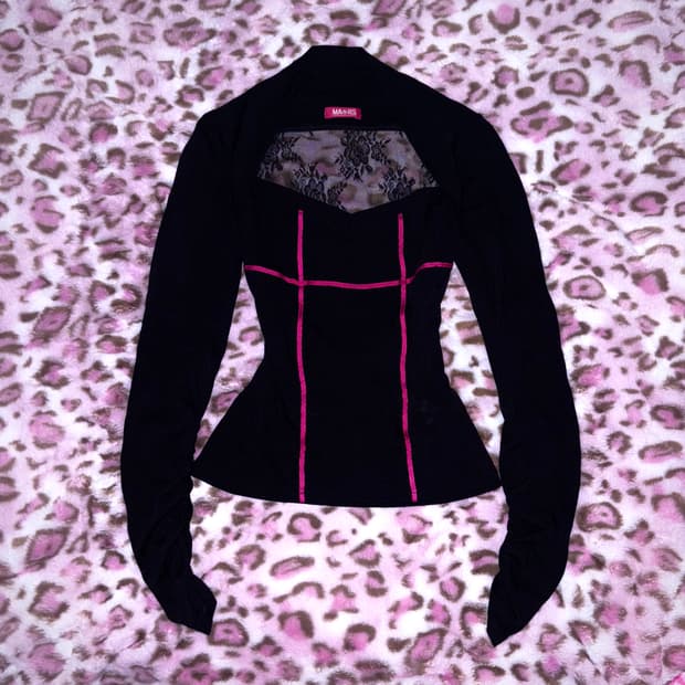 ma*rs 마즈 탑 갸루 블랙 핑크 아게하