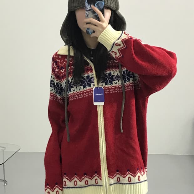 SHOER DANCE 노리딕 패턴 집업 가디건