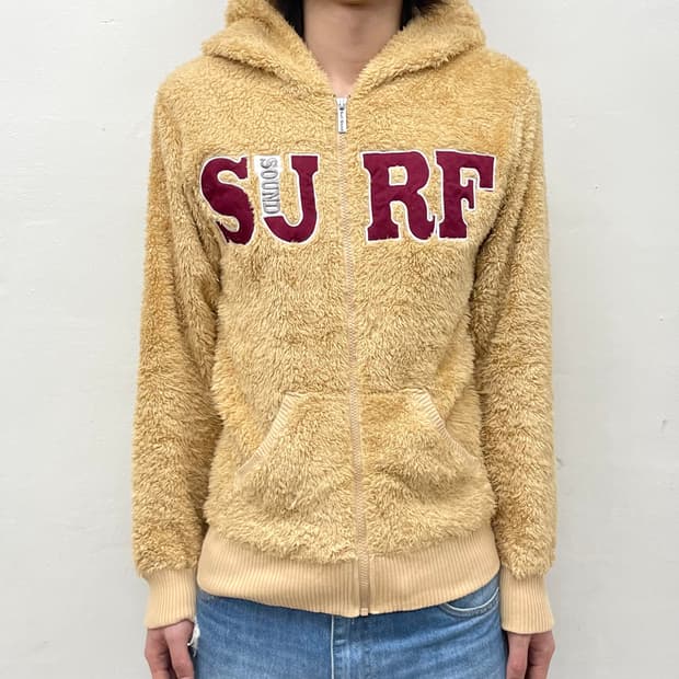 Dark Ivory Fur Hooded Zip-Up