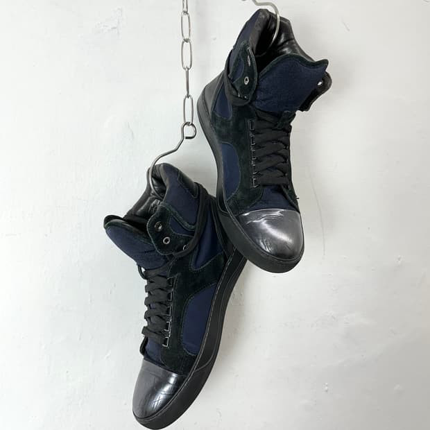 Lanvin Suede & Patent High-Top Sneakers