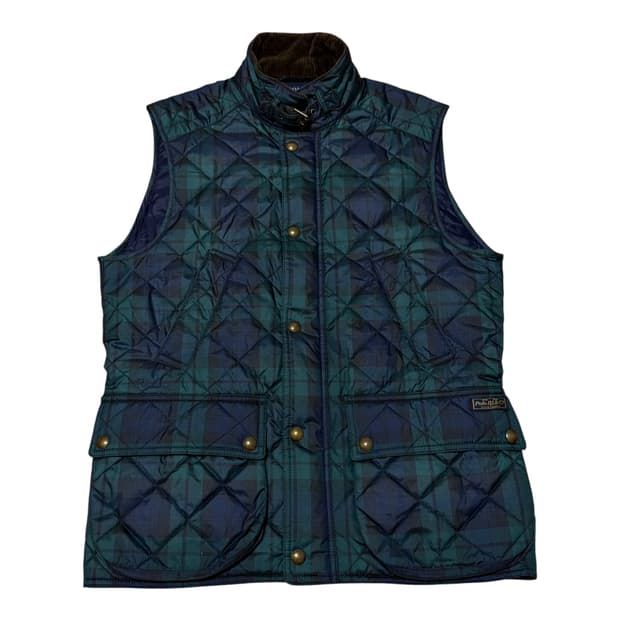 폴로 랄프로렌 타탄체크 퀼티드 경량 패딩 베스트