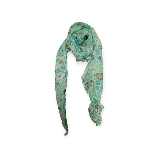모리걸 초록바다 물고기 패턴 스카프 