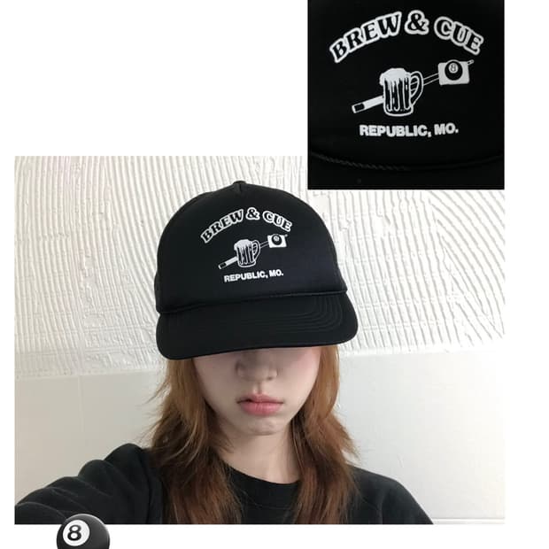  Brew & Cue 블랙 메쉬 트러커 캡모자 스냅백