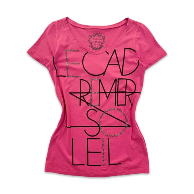 빈티지 MICHEL KLEIN 핑크 로고 반팔티