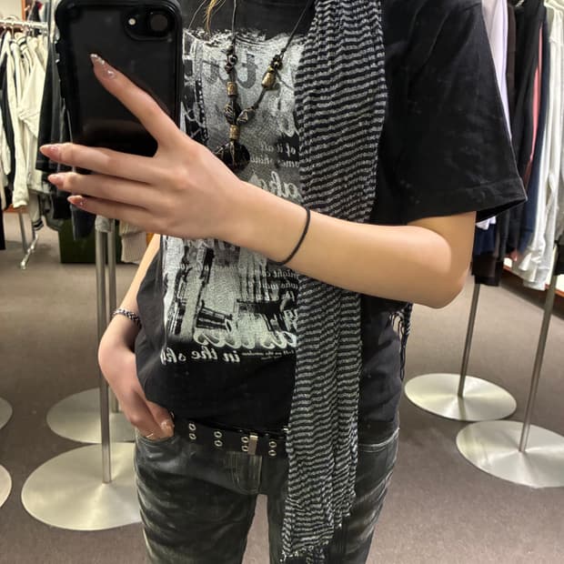 Japanese vintage 여성 줄무늬 머플러