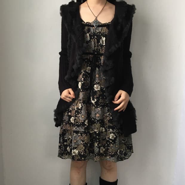 Flower pattern sleeveless onepiece