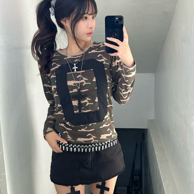 [SHISKY] 코디셋 ! 카모 y2k 스터드 코디셋