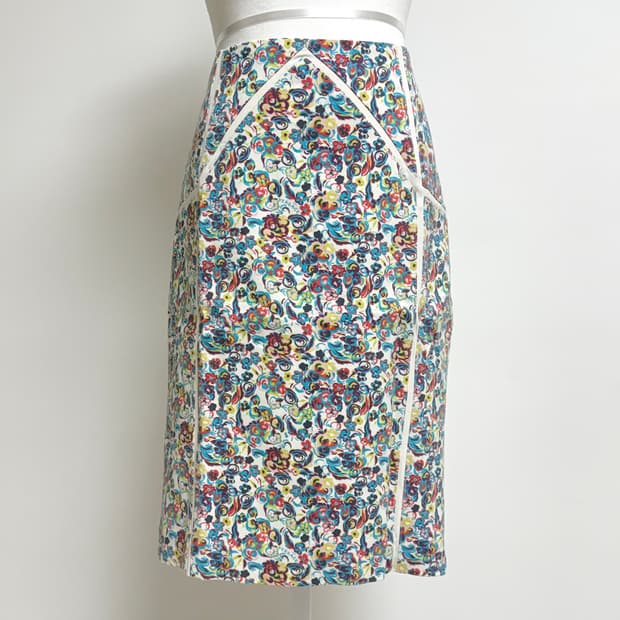 지아니 베르사체 플라워패턴 미디 스커트 42