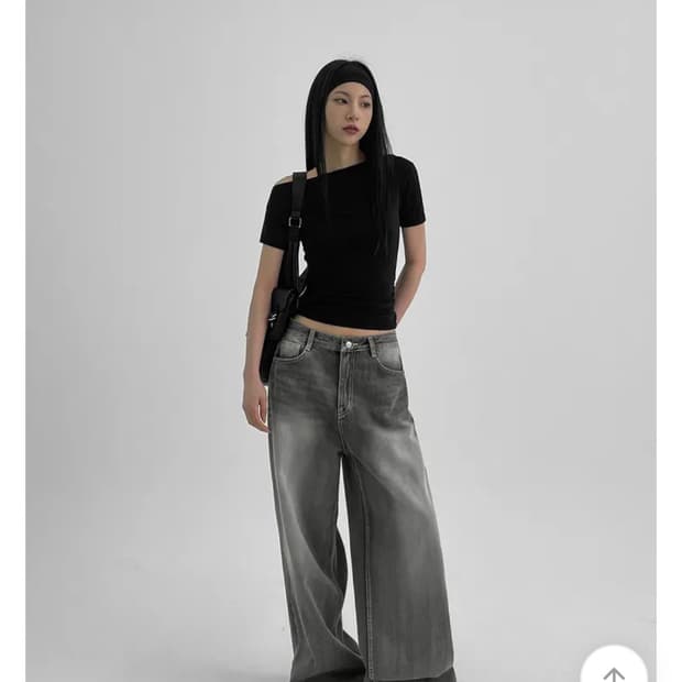 블랙업 그레이 워싱 바지 m