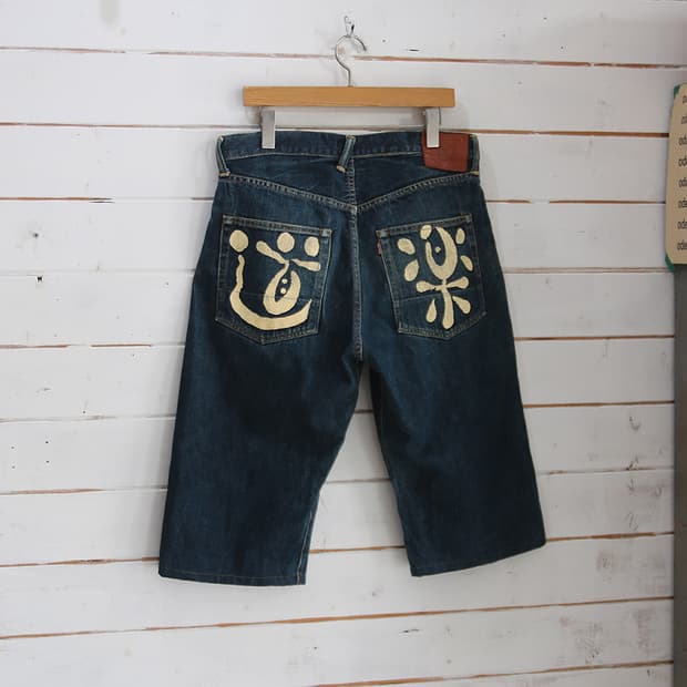 (착용컷) EVISU 셀비지 데님 반바지 (남성용 32)