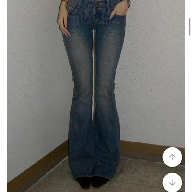 Ootj 스트라이프 버튼 로우 부츠컷