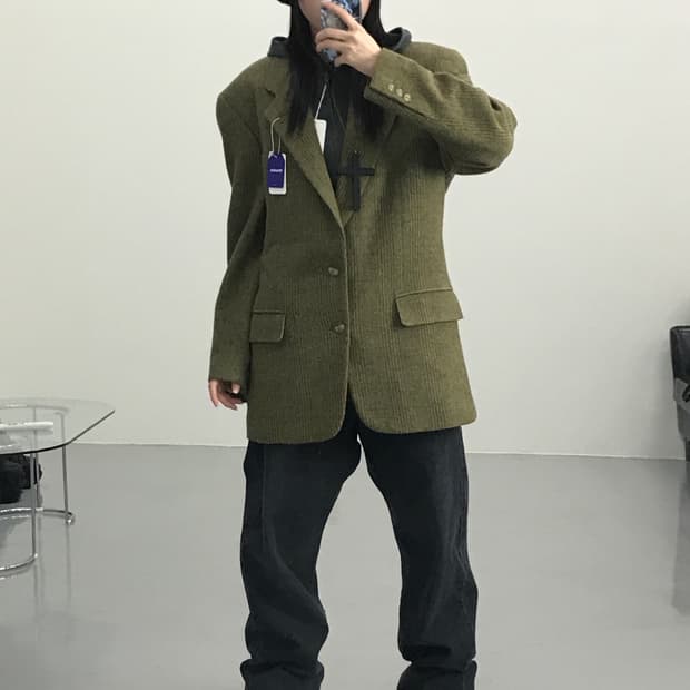 트로우 밀 스코틀랜드 트위드 울 블레이저