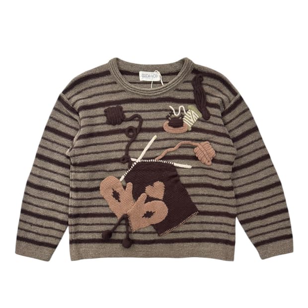KOMO 울 스트라이프 니트 스웨터 브라운