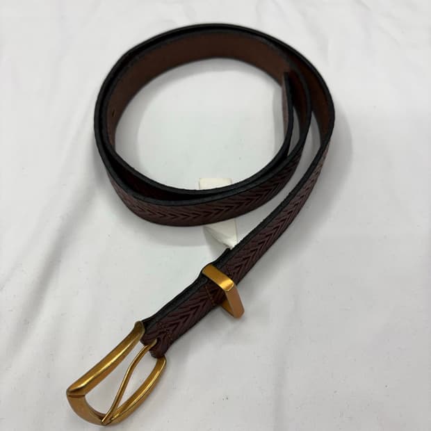 GAP 갭 헤링본 패턴 브라운 레더 벨트