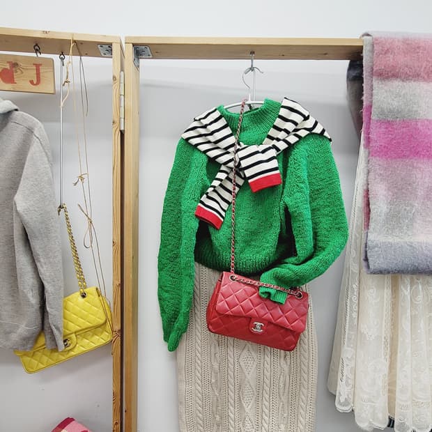 그린 홀가먼트 핸드메이드니트