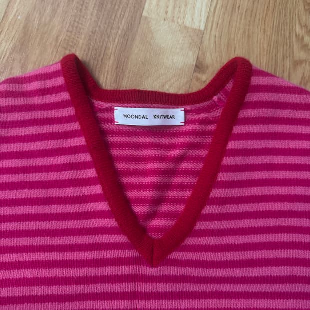 moondal 문달 스트라이프 니트 핑크