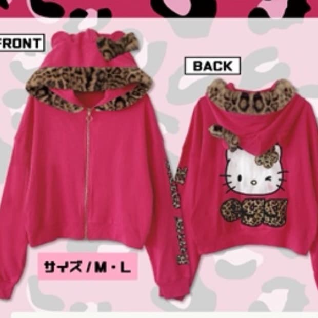 egg 아베일 키티 갸루 퍼 후드집업 핑크
