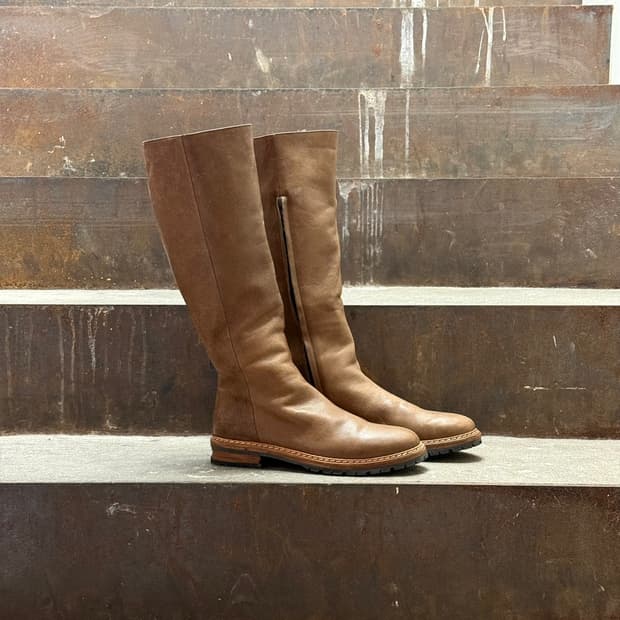 메종 마틴 마르지엘라 브라운 레더 롱 부츠