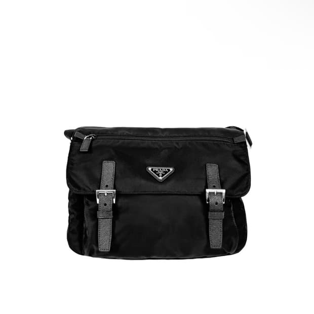 [M] 프라다 리나일론 삼각로고 투버클 메신저백 크로스백 블랙 미디움