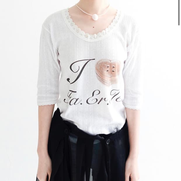 샵페어리 아이 러브 페어리 레이스 티셔츠 아이보리 코이세이오