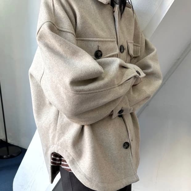 Melton fabric overfit shirtjacket 