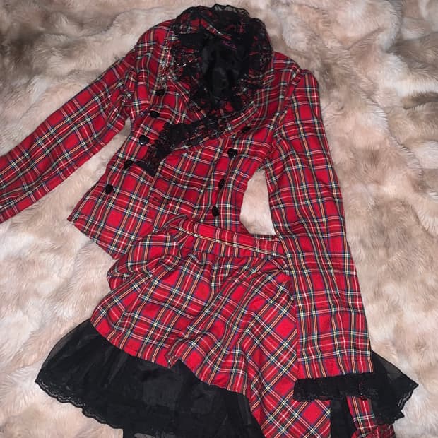 갸루 오네갸루 체크 셋업