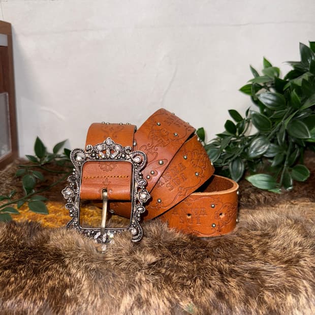 Anna Sui brown oriental fairy cubic belt