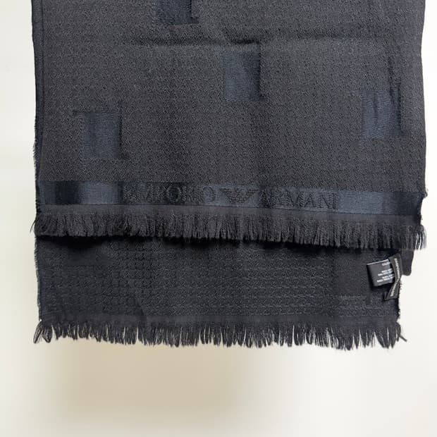 [울 80%] 엠포리오 아르마니 남성 블랙 머플러