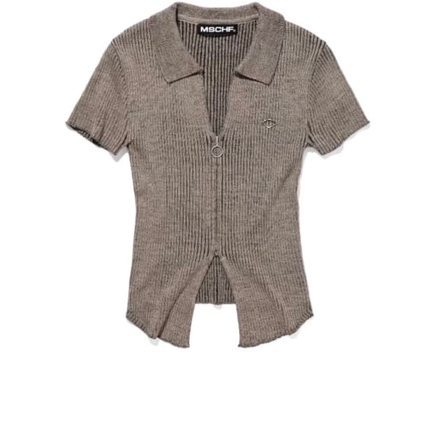 (W) 미스치프 니티드 투톤 셔츠 베이지 블랙