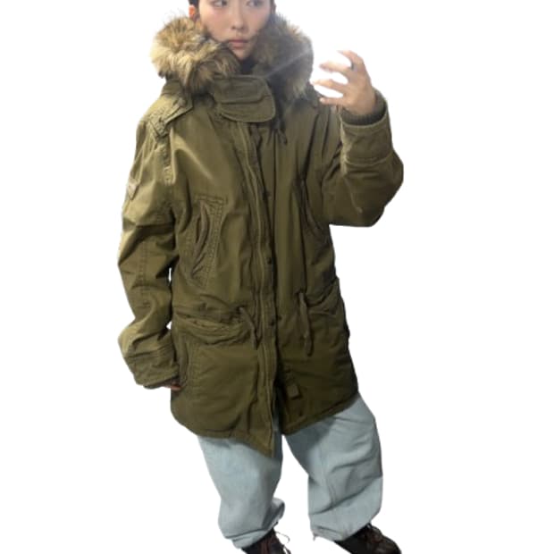 Abecrombie & Fitch 털 안감 카키 야상